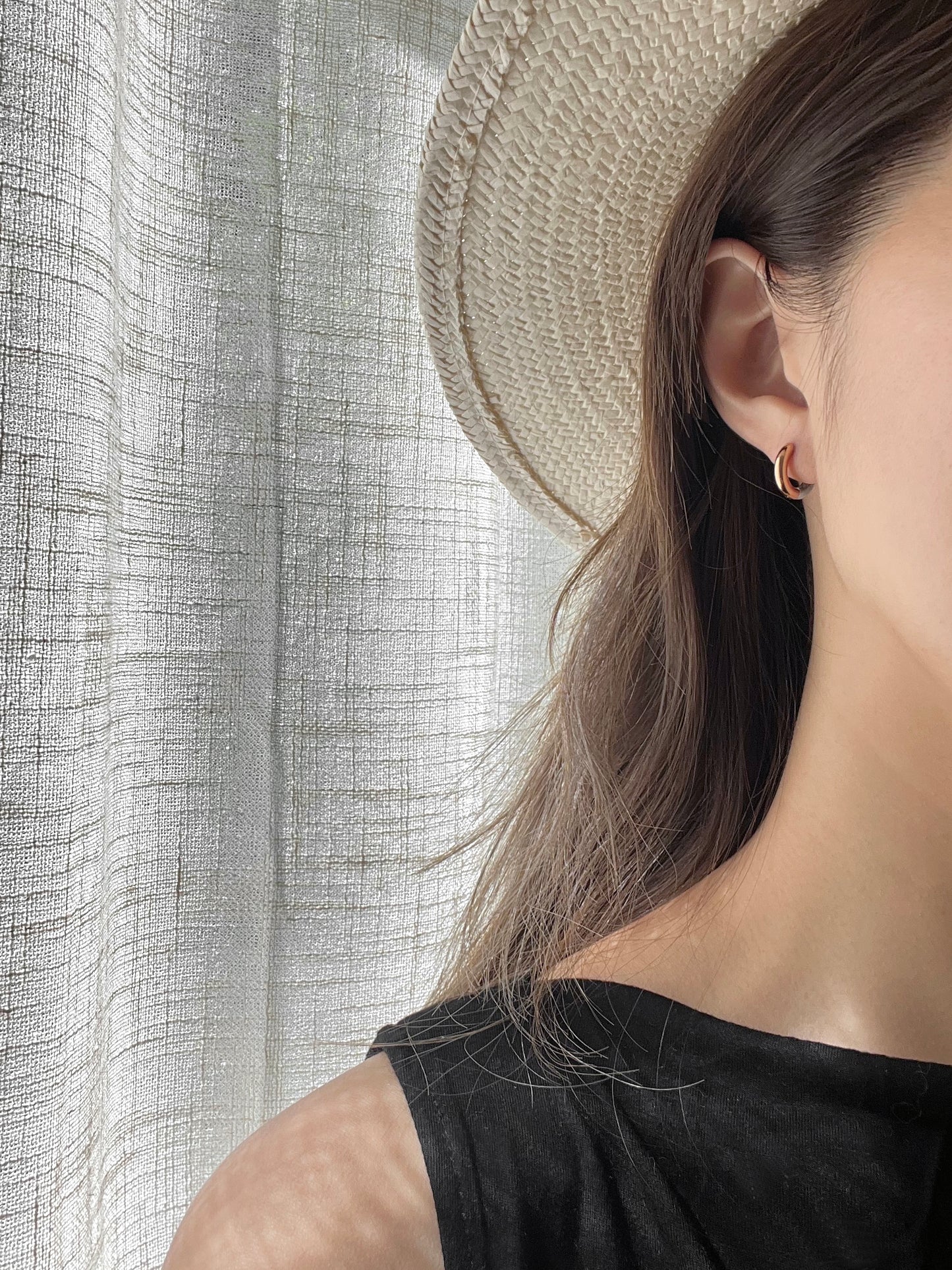 Wearing 2-Tone Huggie Earrings | Rose Gold