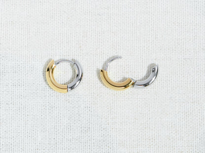 2-Tone Huggie Earrings | Gold