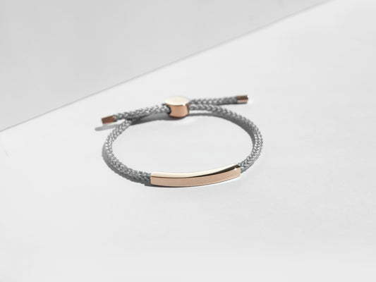 Bar Rope Bracelet | Grey x Rose Gold