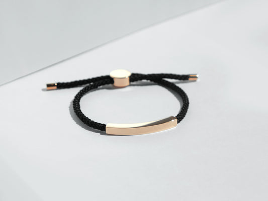 Bar Rope Bracelet | Black x Rose Gold