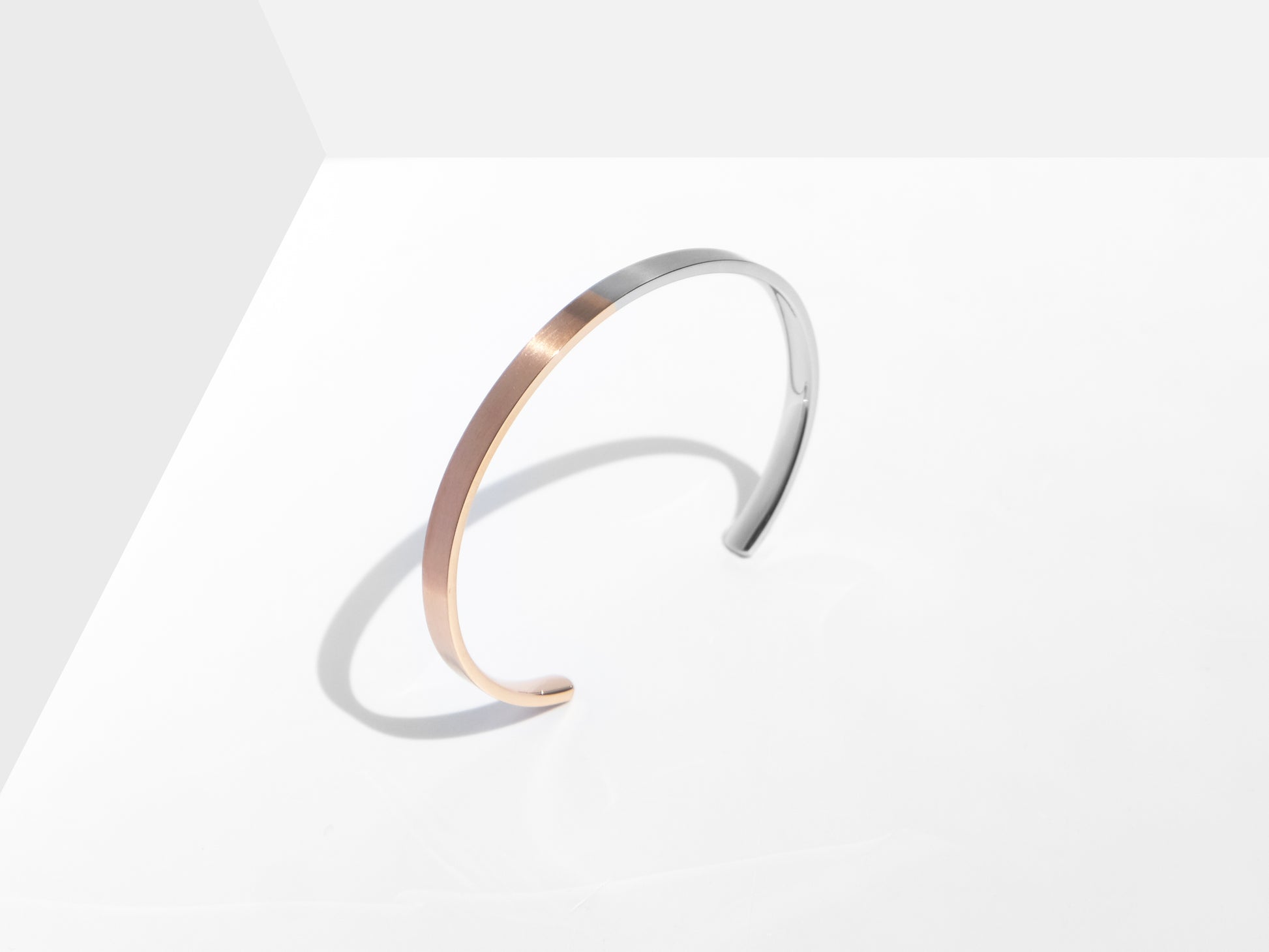 2-Tone Minimal Cuff Bracelet | Rose Gold