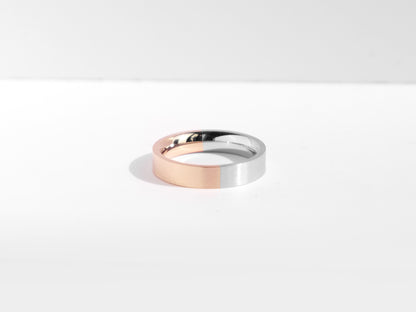 Brushed Two-Tone Ring | Rose Gold