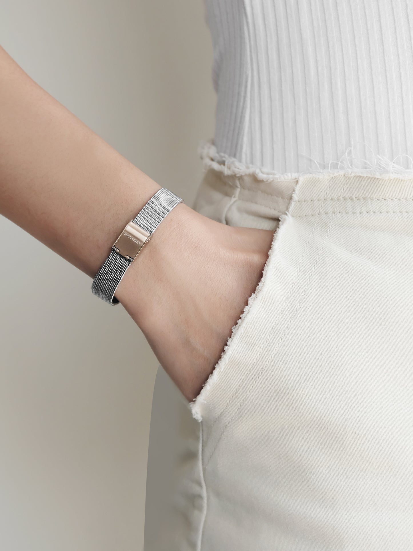 Wearing Mesh Bracelet | Silver