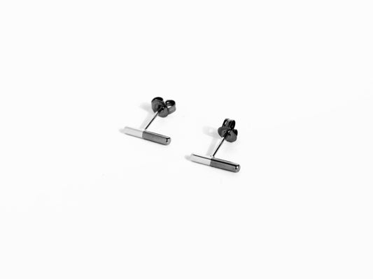 2-Tone Bar Stud Earrings | Grey