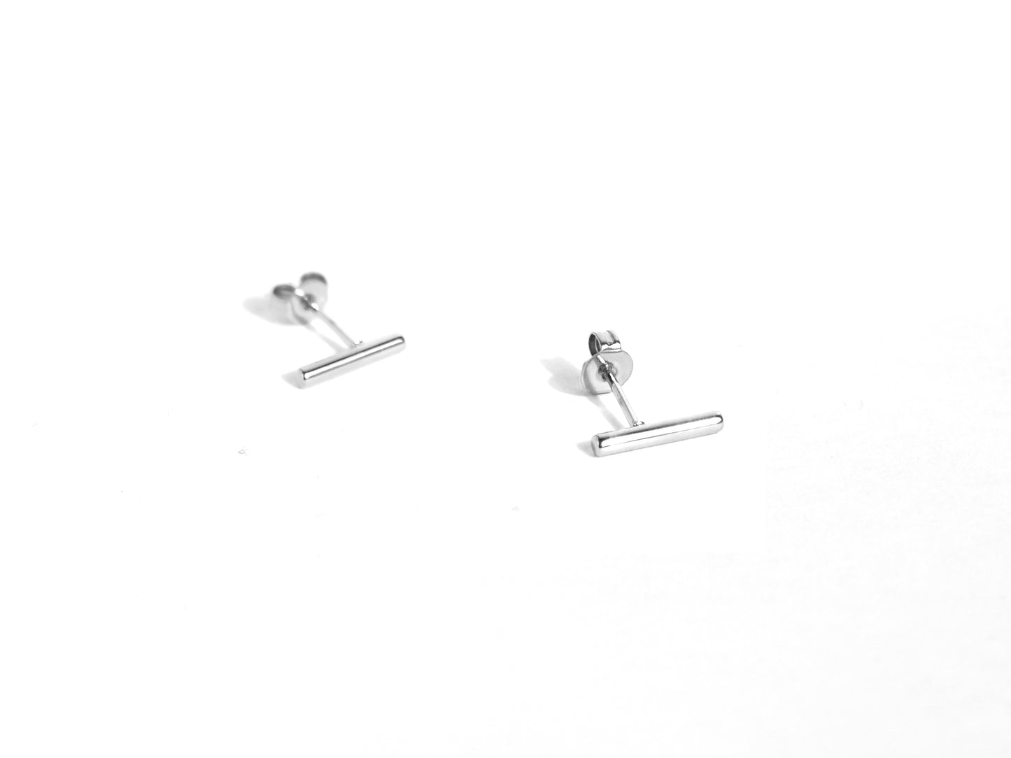 Bar Stud Earrings | Silver