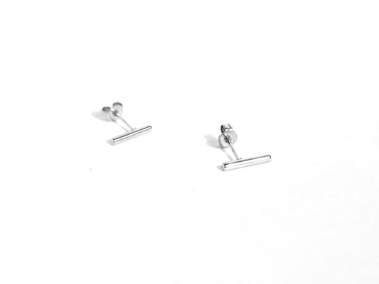 Bar Stud Earrings | Silver