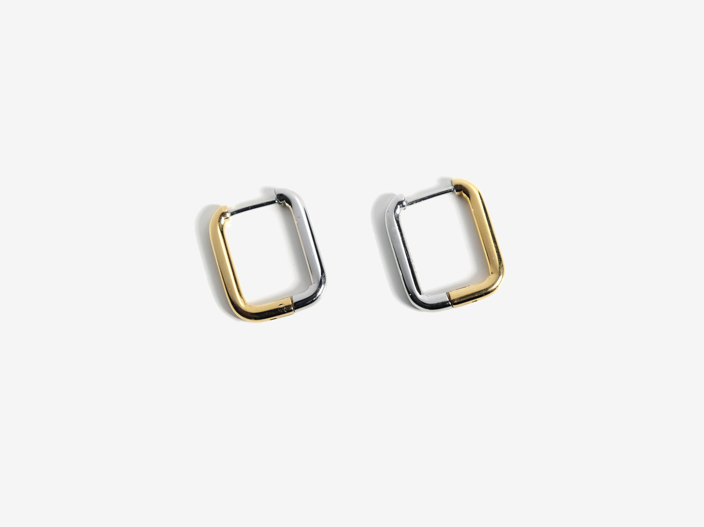 2-Tone Rectangle 耳環 | 金