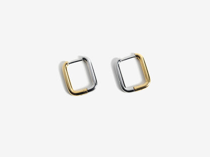 2-Tone Rectangle 耳環 | 金