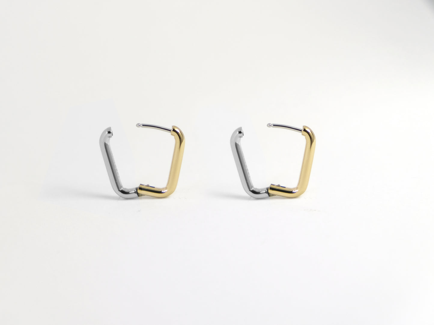 2-Tone Rectangle 耳環 | 金