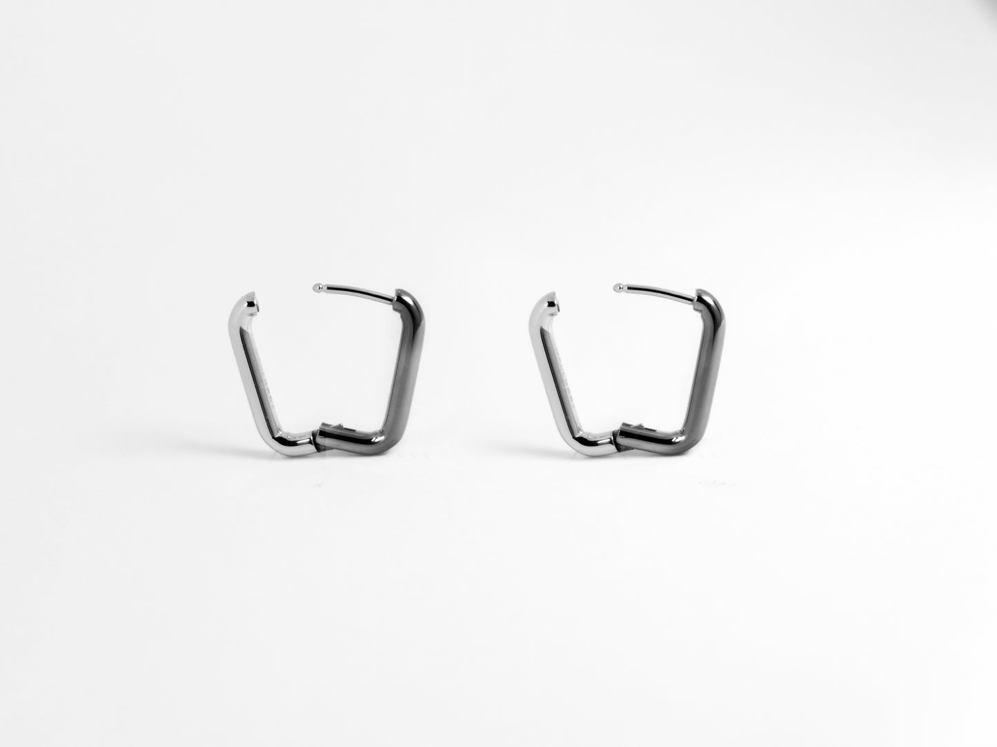 2-Tone Rectangle 耳環 | 灰