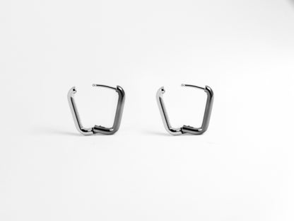 2-Tone Rectangle 耳環 | 灰