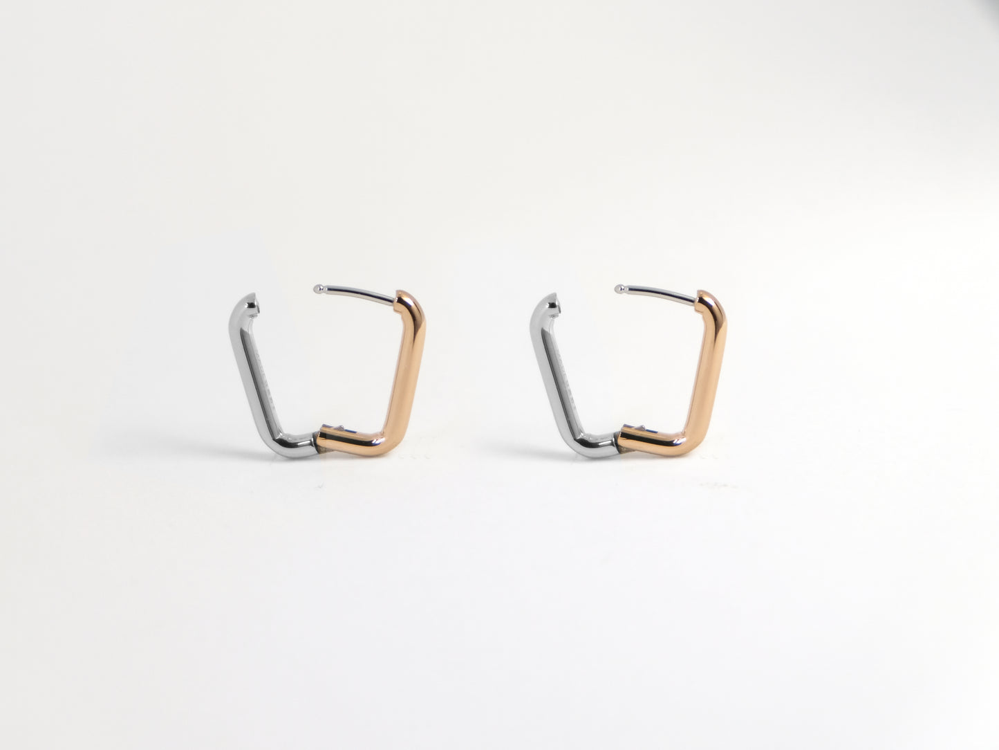 2-Tone Rectangle 耳環 | 玫瑰金