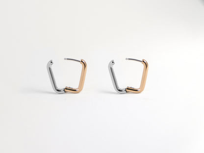 2-Tone Rectangle 耳環 | 玫瑰金