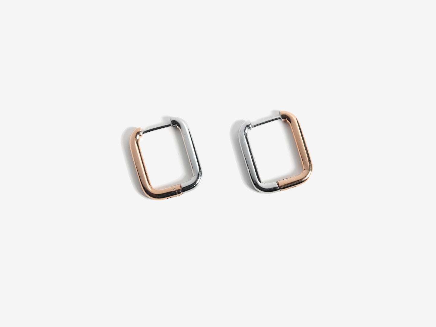 2-Tone Rectangle 耳環 | 玫瑰金