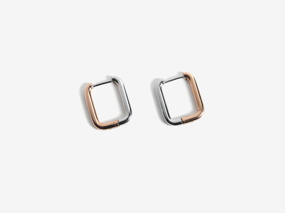 2-Tone Rectangle 耳環 | 玫瑰金