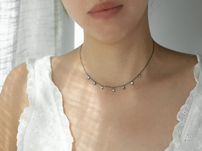 Wearing 7-Stone Necklace | Grey