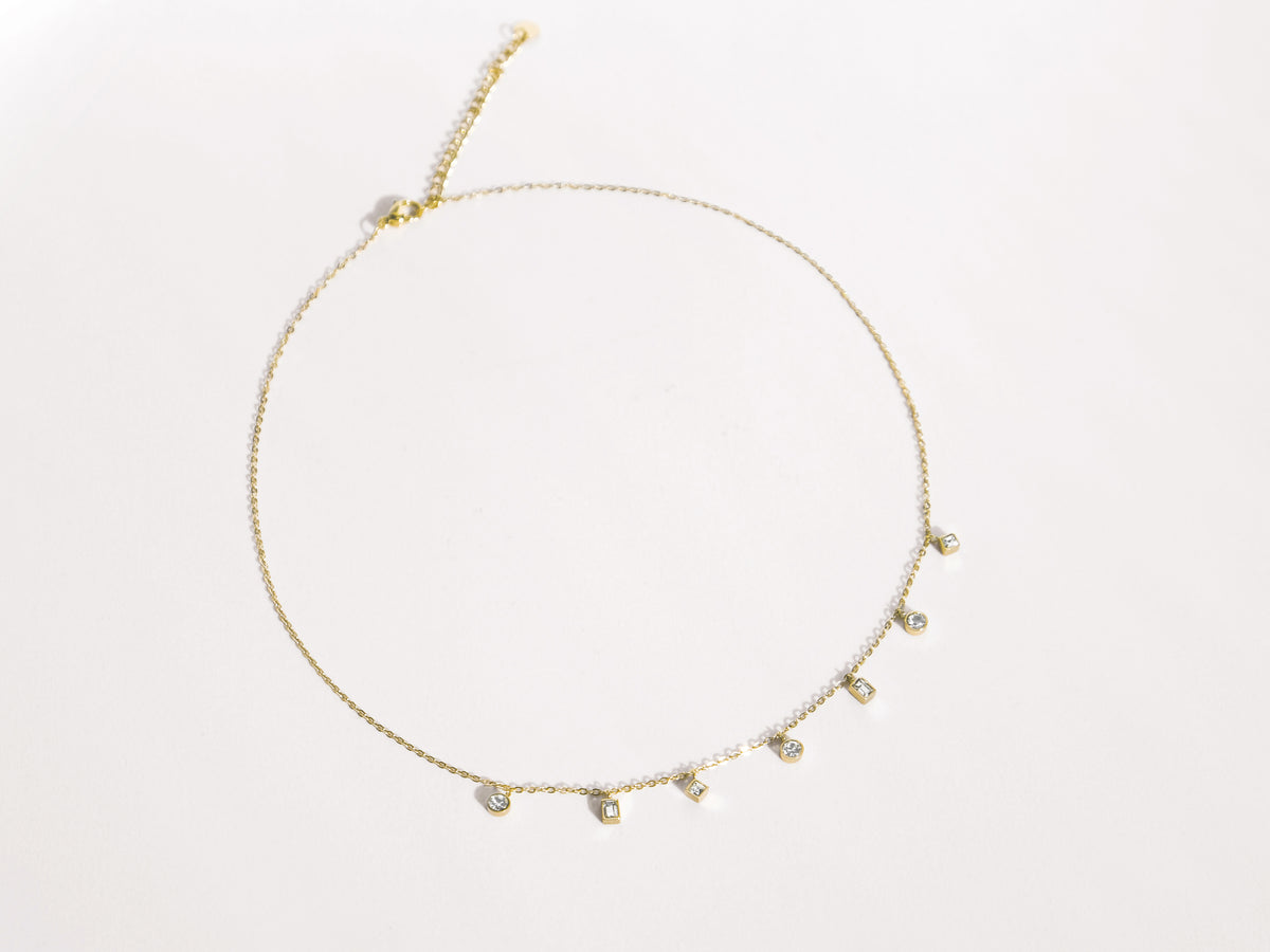 7-Stone Necklace | Gold