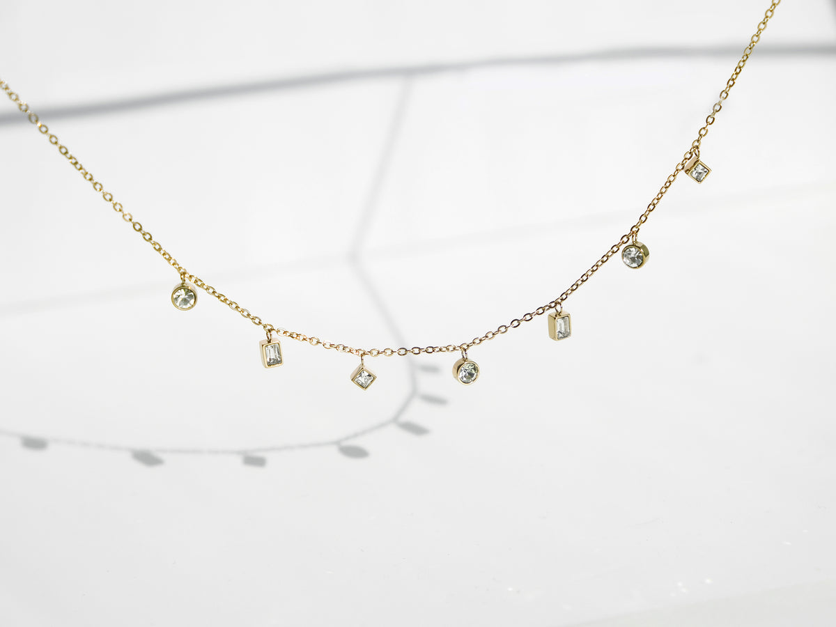 7-Stone Necklace | Gold