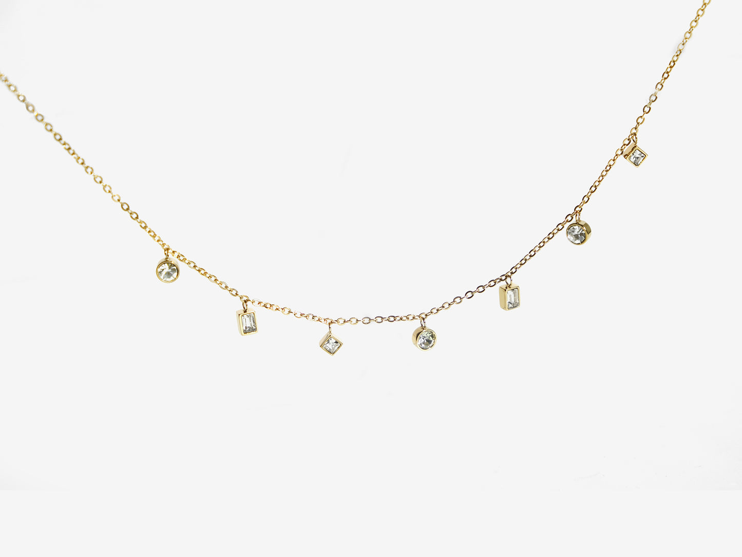 7-Stone Necklace | Gold