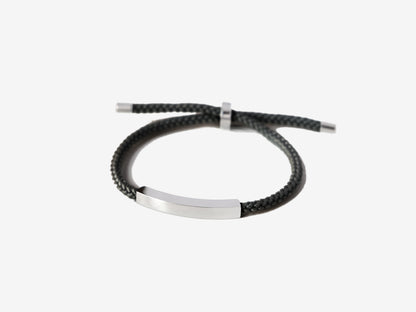 Bar Rope Bracelet | Black x Silver
