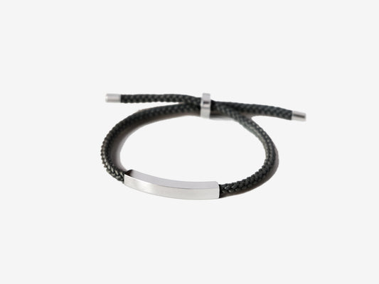 Bar Rope Bracelet | Black x Silver
