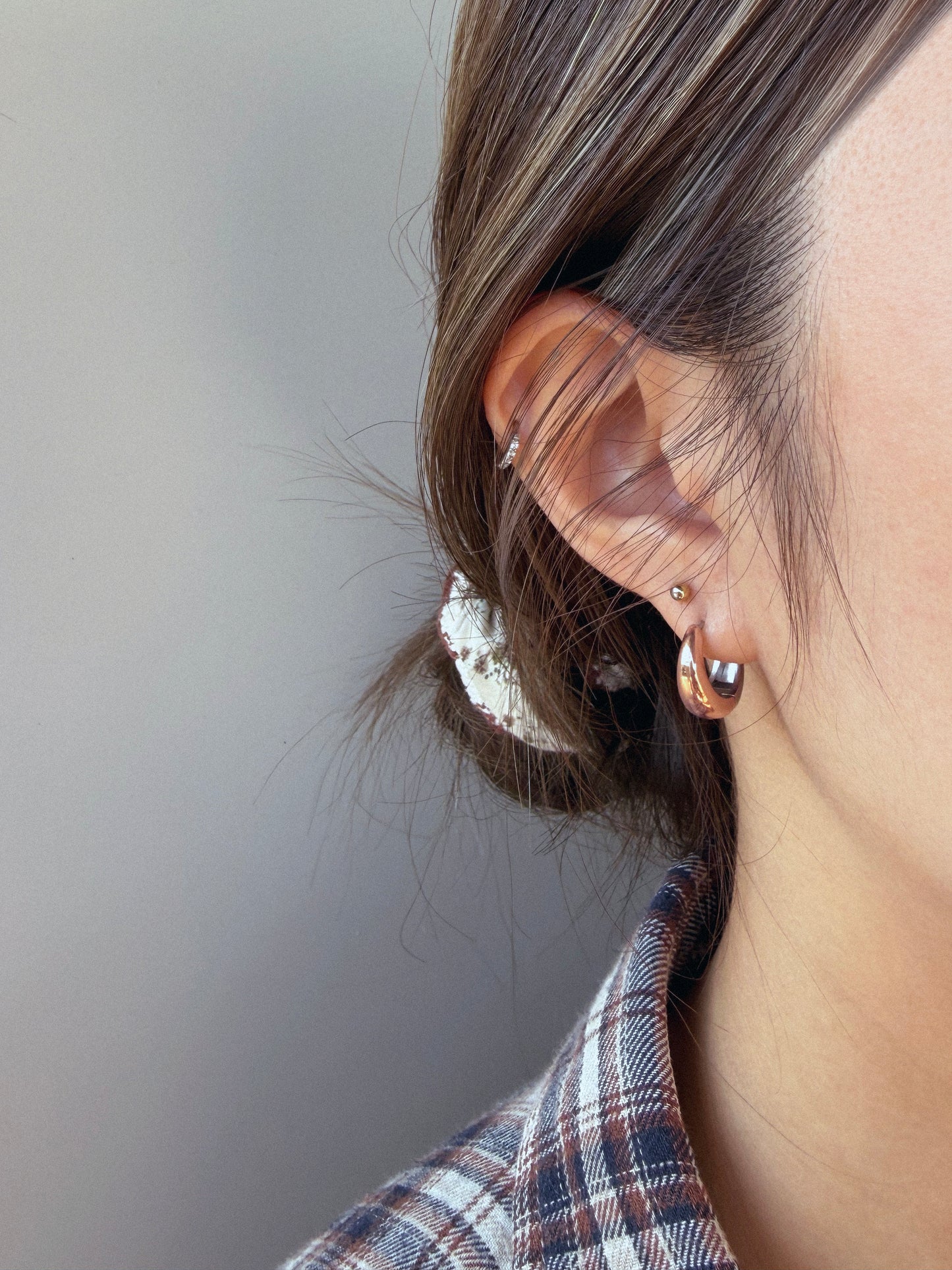 2-Tone Dome 耳環 | 玫瑰金