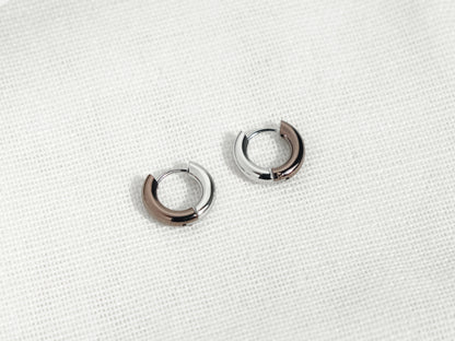 2-Tone Huggie Earrings | Bronze