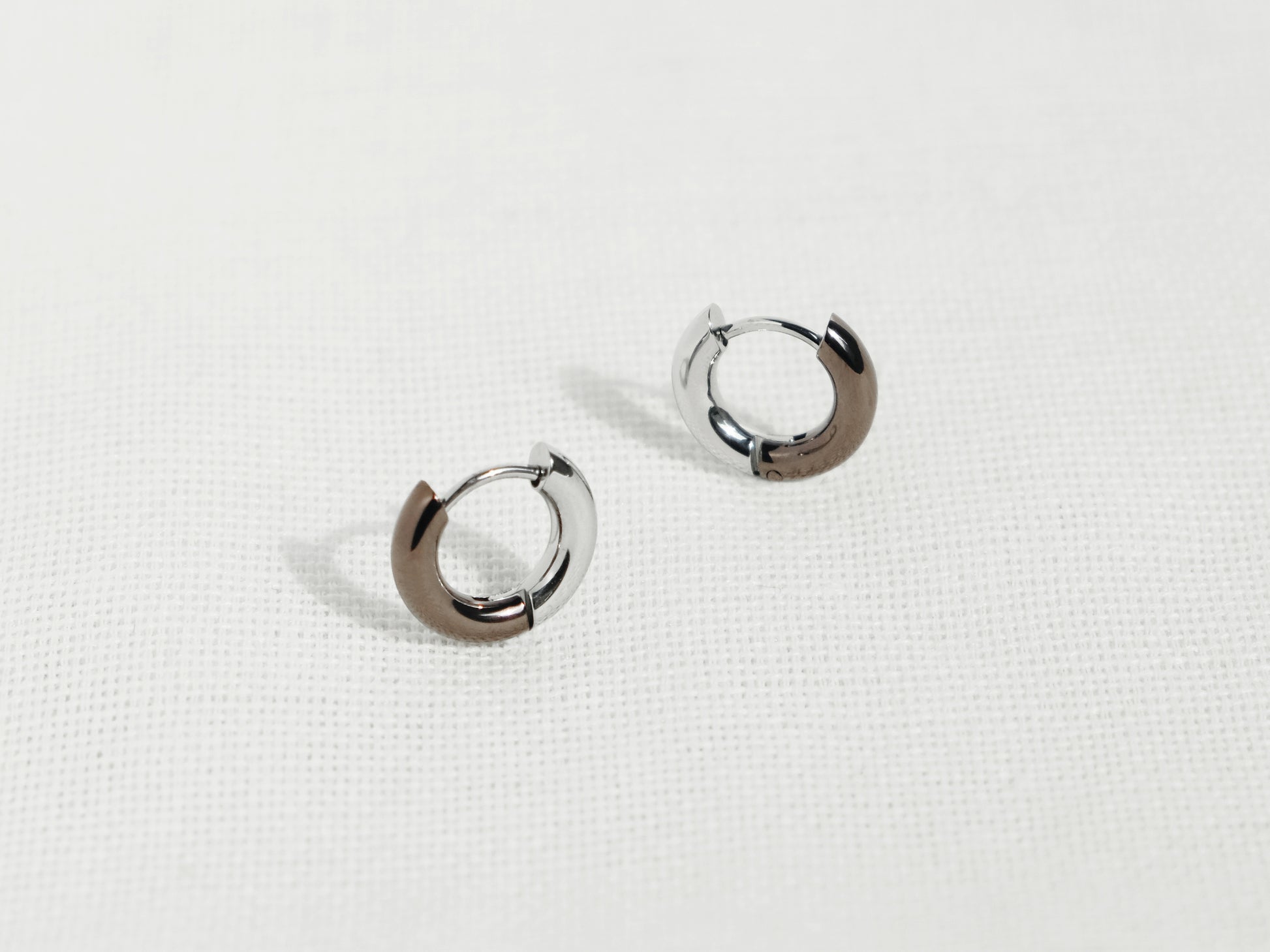 2-Tone Huggie Earrings | Bronze