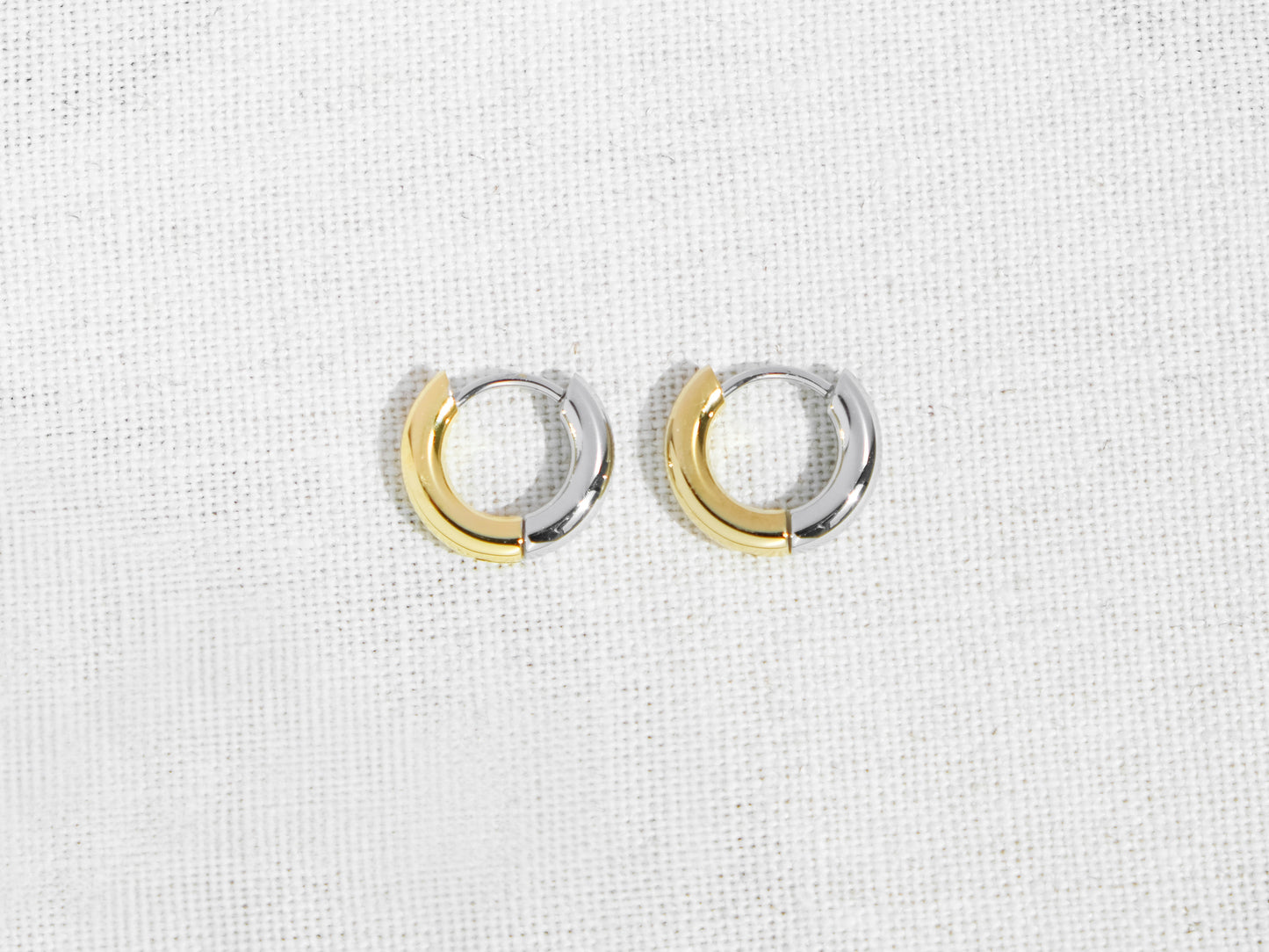 2-Tone Huggie Earrings | Gold
