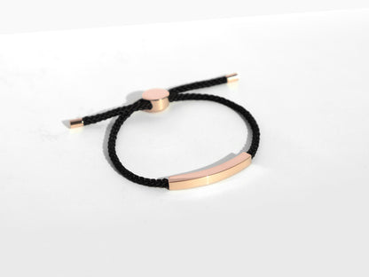 Bar Rope Bracelet | Black x Rose Gold