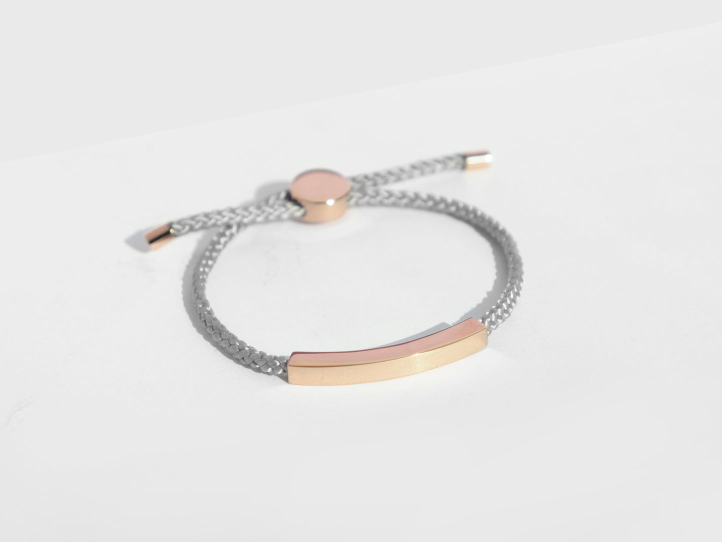 Bar Rope Bracelet | Grey x Rose Gold