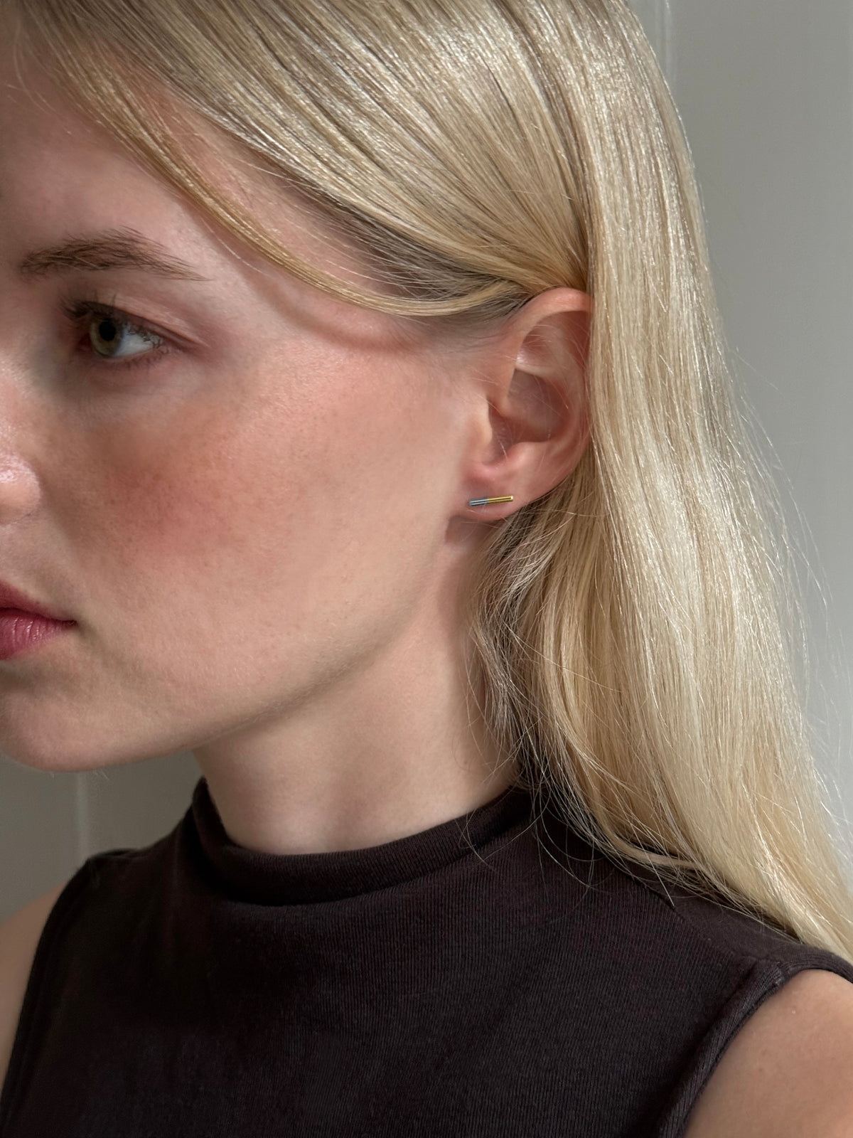 2-Tone Bar Stud Earrings | Gold