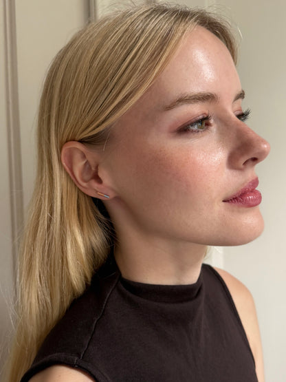2-Tone Bar Stud Earrings | Rose Gold