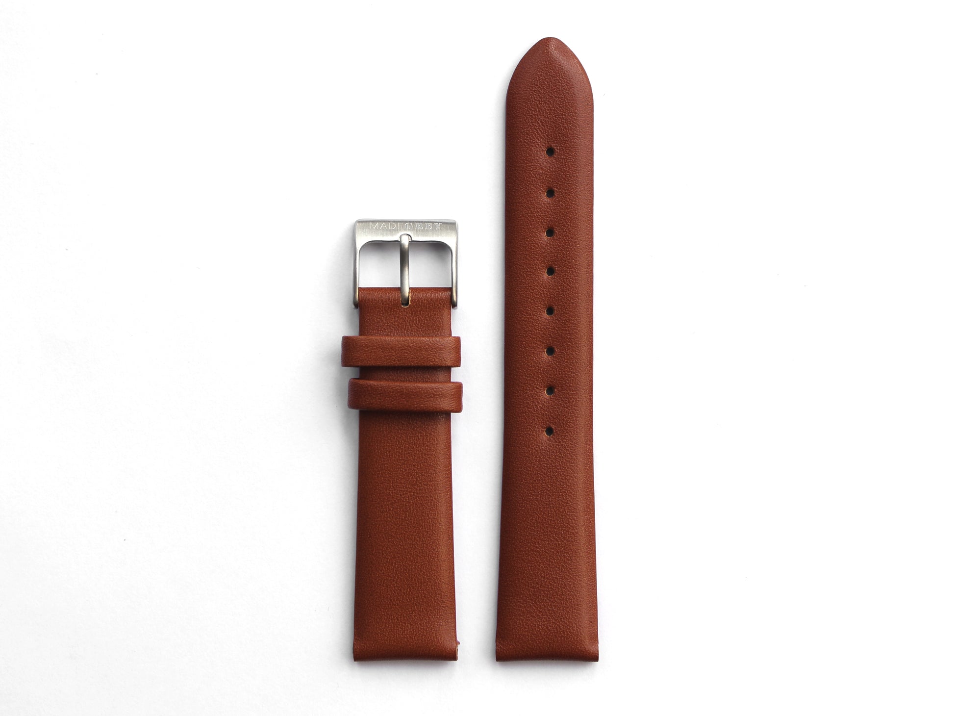 Leather Watch Strap | Brown x Silver