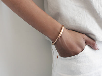 Wearing Bevel Cuff Bracelet | Rose Gold