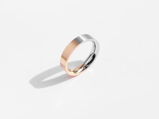 Brushed Two-Tone Ring | Rose Gold