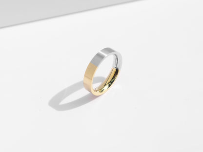 Brushed Two-Tone Ring | Gold