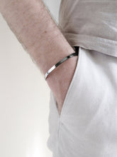 Load image into Gallery viewer, Two-Tone Minimal Cuff Bracelet | Polished Silver x Grey
