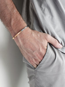 Two Tone Minimal Cuff Bracelet | Polished Rose Gold