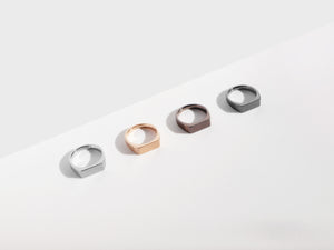Dual Texture Signet Ring | Rose Gold