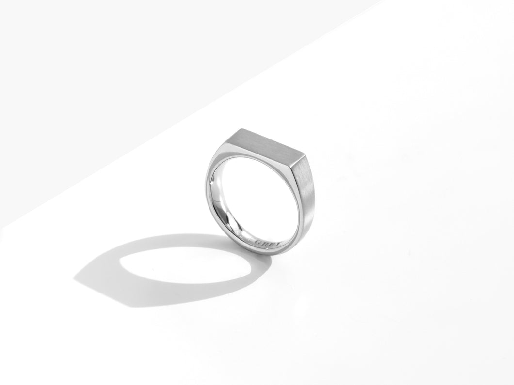 Dual Texture Signet Ring | Silver