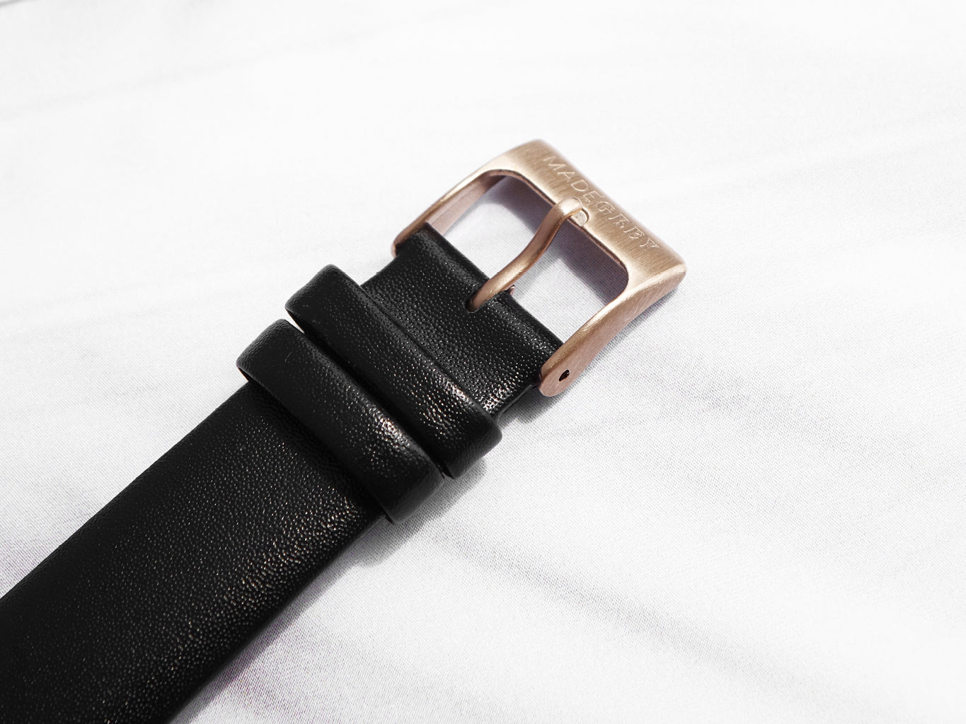 Leather Watch Strap | Black x Rose Gold